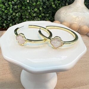 New Gold Hoops | Clover and Mother Of Pearl | Post Back Boutique Grandmillennial